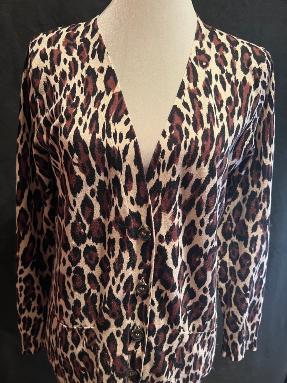Grace Elements Leopard Print V-Neck Button-Front Cardigan